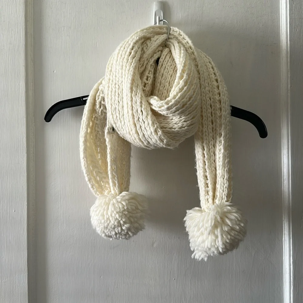 Abercrombie & Fitch Wool Blend Crochet Pompom Scarf